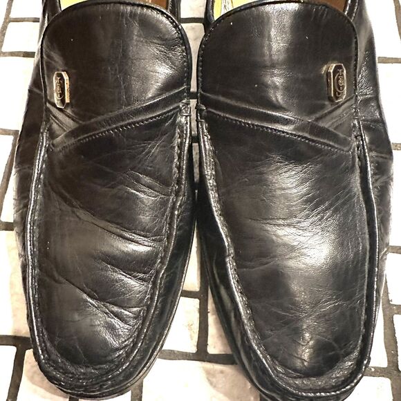 Vintage Crockett‎ & Jones Black Leather with Emblem Mens Loafers Size UK 8 US 9 - Picture 4 of 16